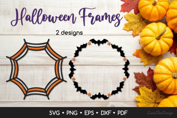 2 Round Halloween Frames Web and Bats – Elevating Your Creative Projects with Precision and Style