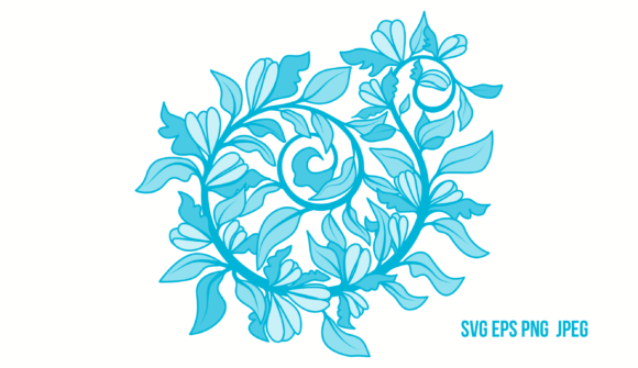 Blue Floral Flourish: A Versatile Design Element for Creative Projects