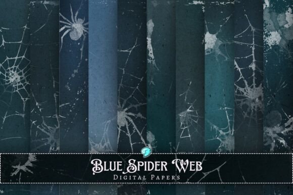 Blue Spider Web Digital Papers