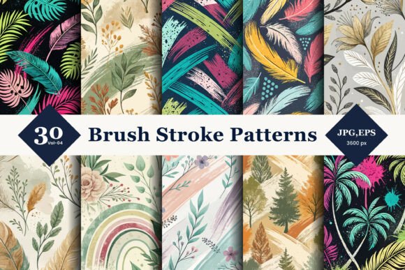 Brush Stroke Style Seamless Patterns 04