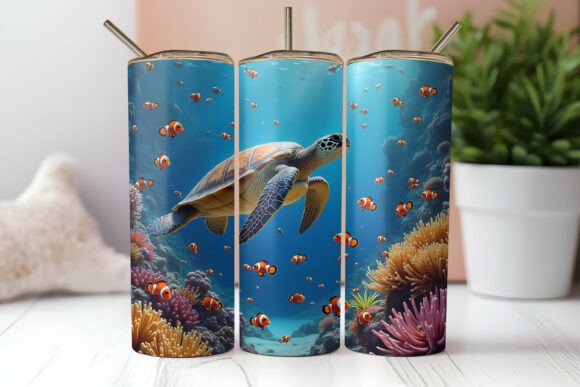 Dive into Creativity with the Sea Turtle and Under Sea Scene Tumbler Wrap Design