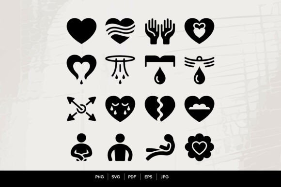 Emotional Healing and Heart Icons Set: Design Assets for Impactful Visual Communication