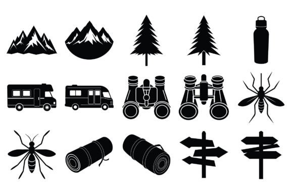 Enhance Your Creative Projects with Silhouette Camping Elements Set - Vol 3