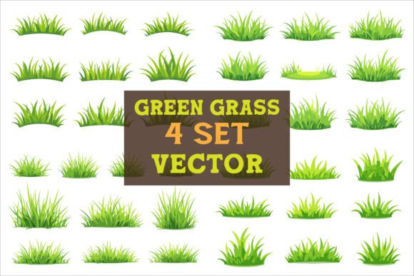 Green Grass Silhouette Vector Collection