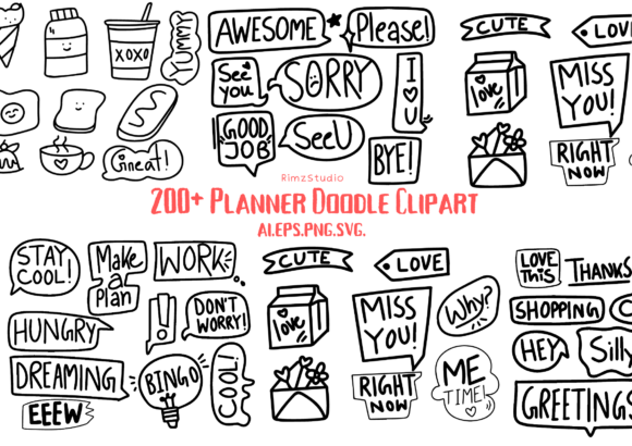 Journal Doodle PNG Set: Creative Design Elements for Every Project