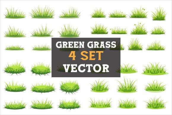Lush Grass Vector Design Set: Creative Inspiration for Designers and Entrepreneurs