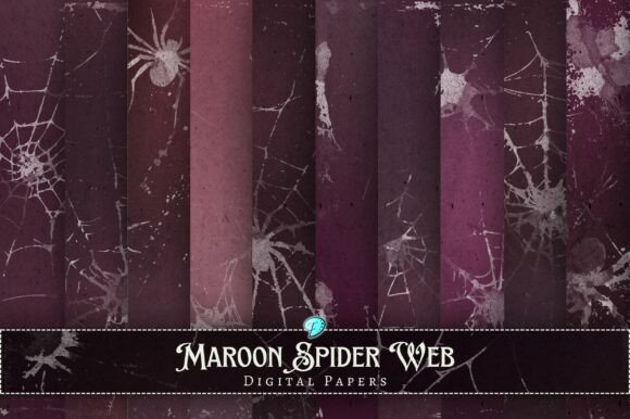 Maroon Spider Web Digital Papers for Creative Crafting and Digital Design