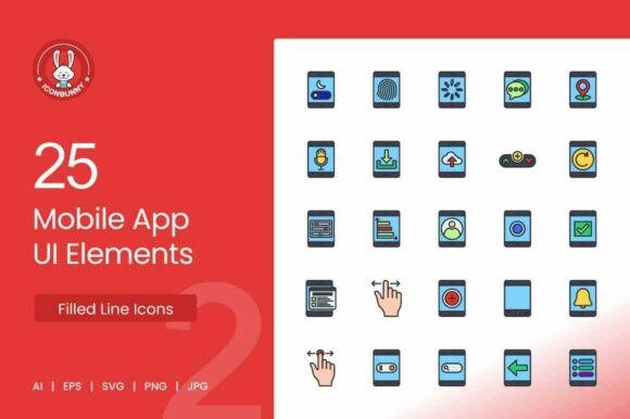 Mobile App UI Elements Icons for Modern Designers