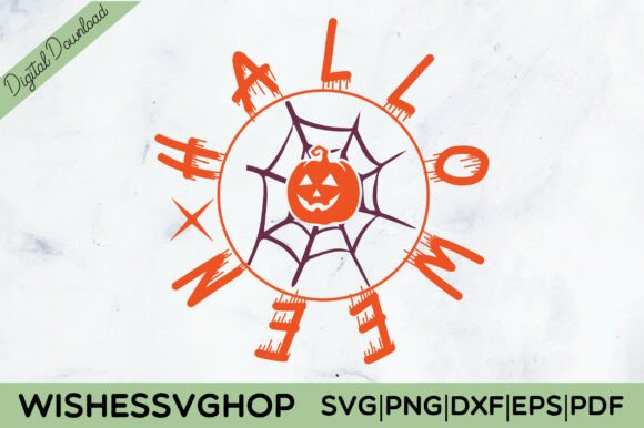 Spider Web and Pumpkin Halloween SVG PNG Bundle